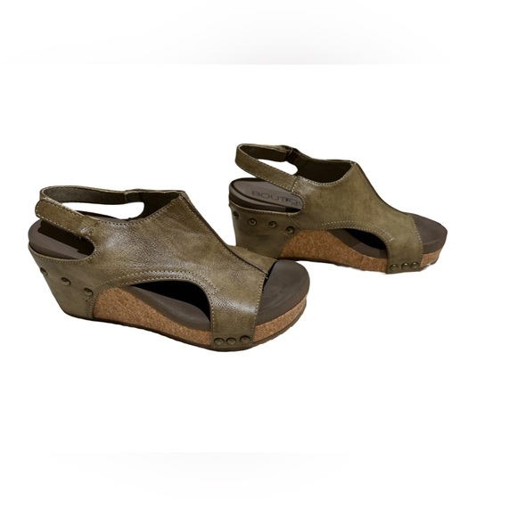 Boutique by Corkys sage green cork platform sandal SZ 6, 2.5” heel - Picture 1 of 4